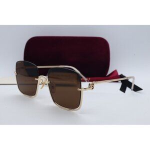 Gucci GG 1279S 002 Aviator Gold Sunglasses Brown Lenses 54mm